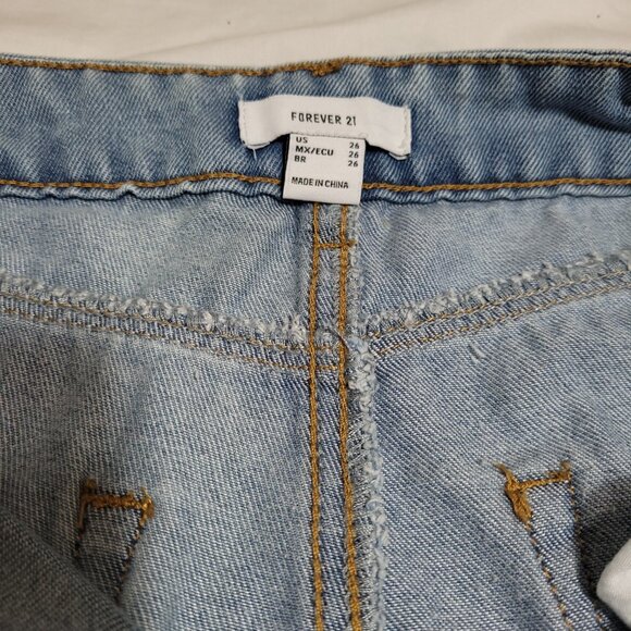 New High Rise Straight Leg Distressed Jeans Slim Fit Recycled Repreve Raw Hem 26 - Picture 2 of 10